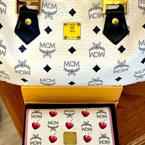 AUTHENTIC VINTAGE MCM VICETOS  BOSTON BAG WITH MCM CHERRY WALLET , ORIGINAL BOX